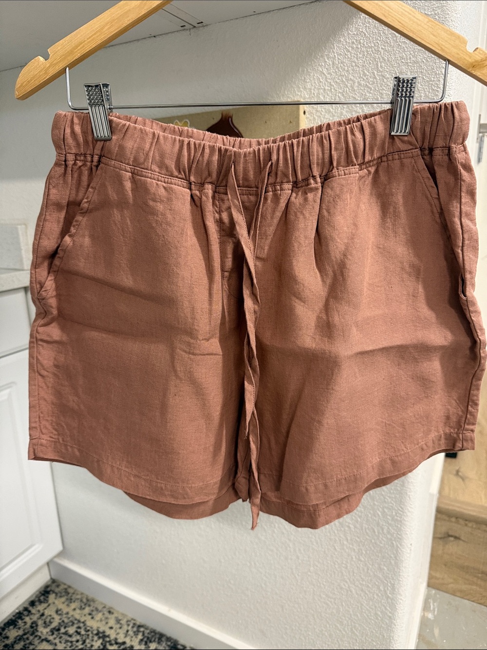 Parachute High-Waist Drawstring Shorts in Dusty Rose